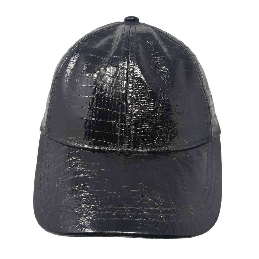 H&M Strapback Hat Black Small Adjustable Pu Coated Solid Outdoor Blank